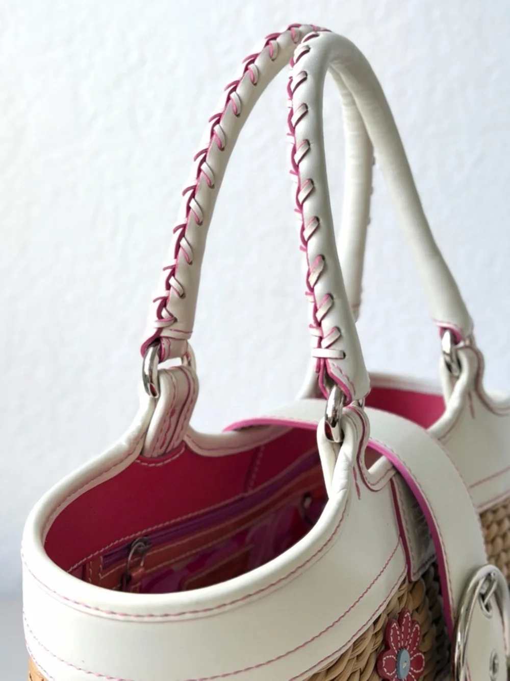 Y2K Coach Soho Straw Floral Basket Tote - Picture 8 of 16